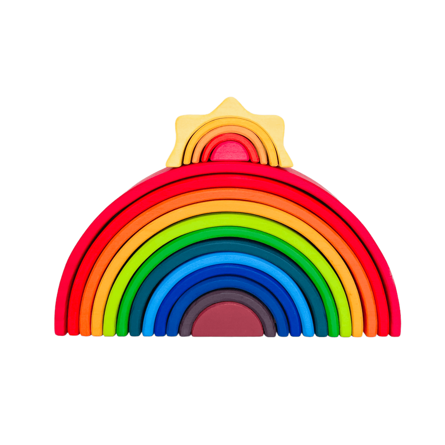 5 Pcs STAINED Mini Size Wooden Sun Rainbow Stacker - The Nurturing Nook
