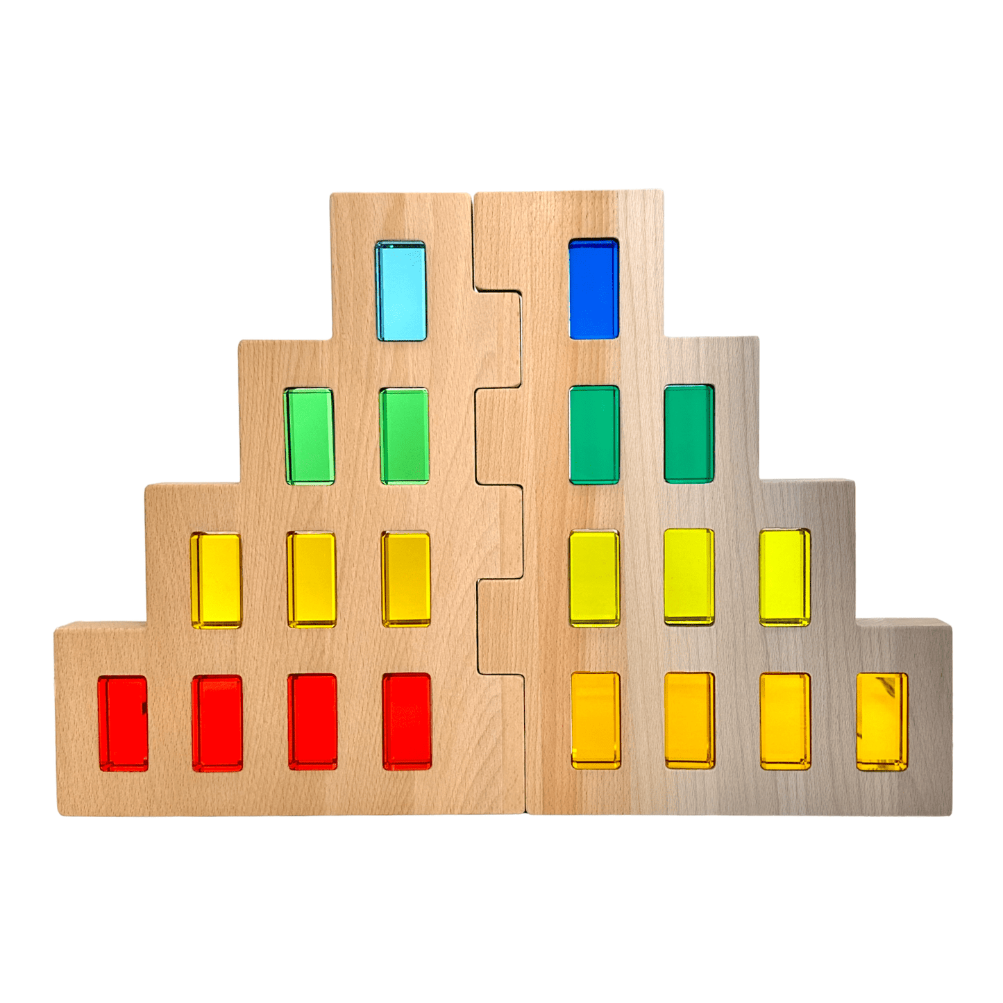 50 Pcs Rainbow Crystal Clear Translucent Rectangular Lucite Building Blocks Set with Storage Tray - The Nurturing Nook