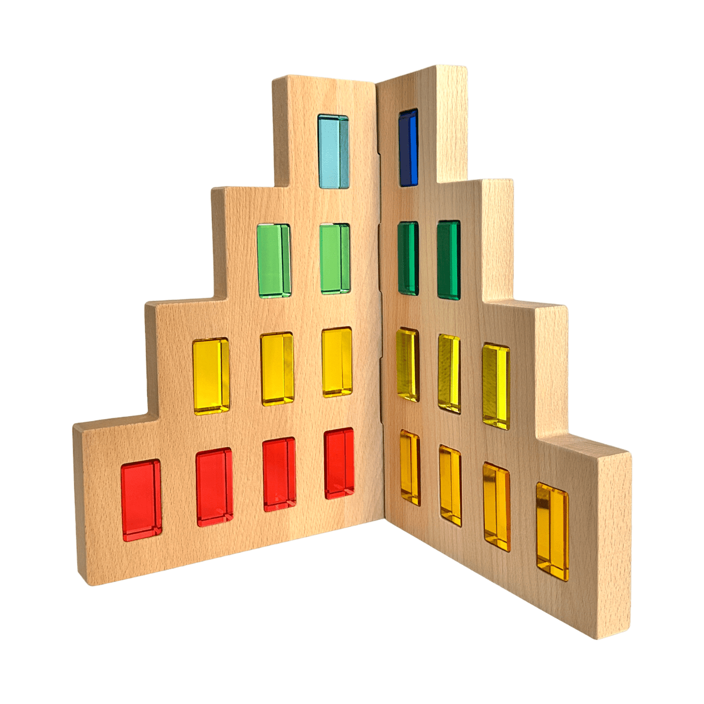 50 Pcs Rainbow Crystal Clear Translucent Rectangular Lucite Building Blocks Set with Storage Tray - The Nurturing Nook