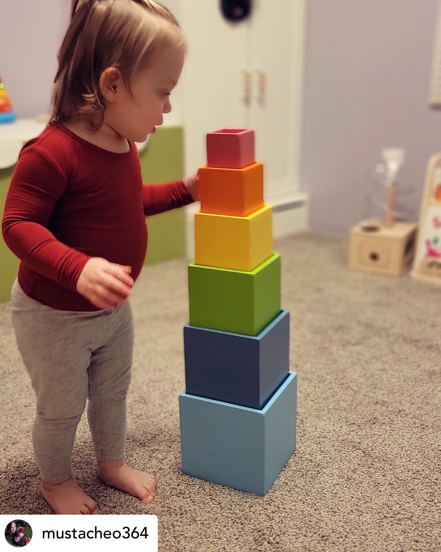 6 Pcs Colored Wooden Nesting Box Set in Pastel/Macaron Color - The Nurturing Nook