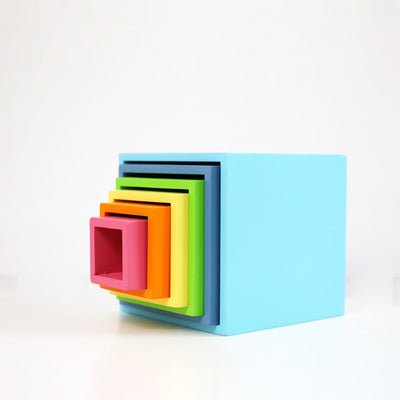 6 Pcs Colored Wooden Nesting Box Set in Pastel/Macaron Color - The Nurturing Nook