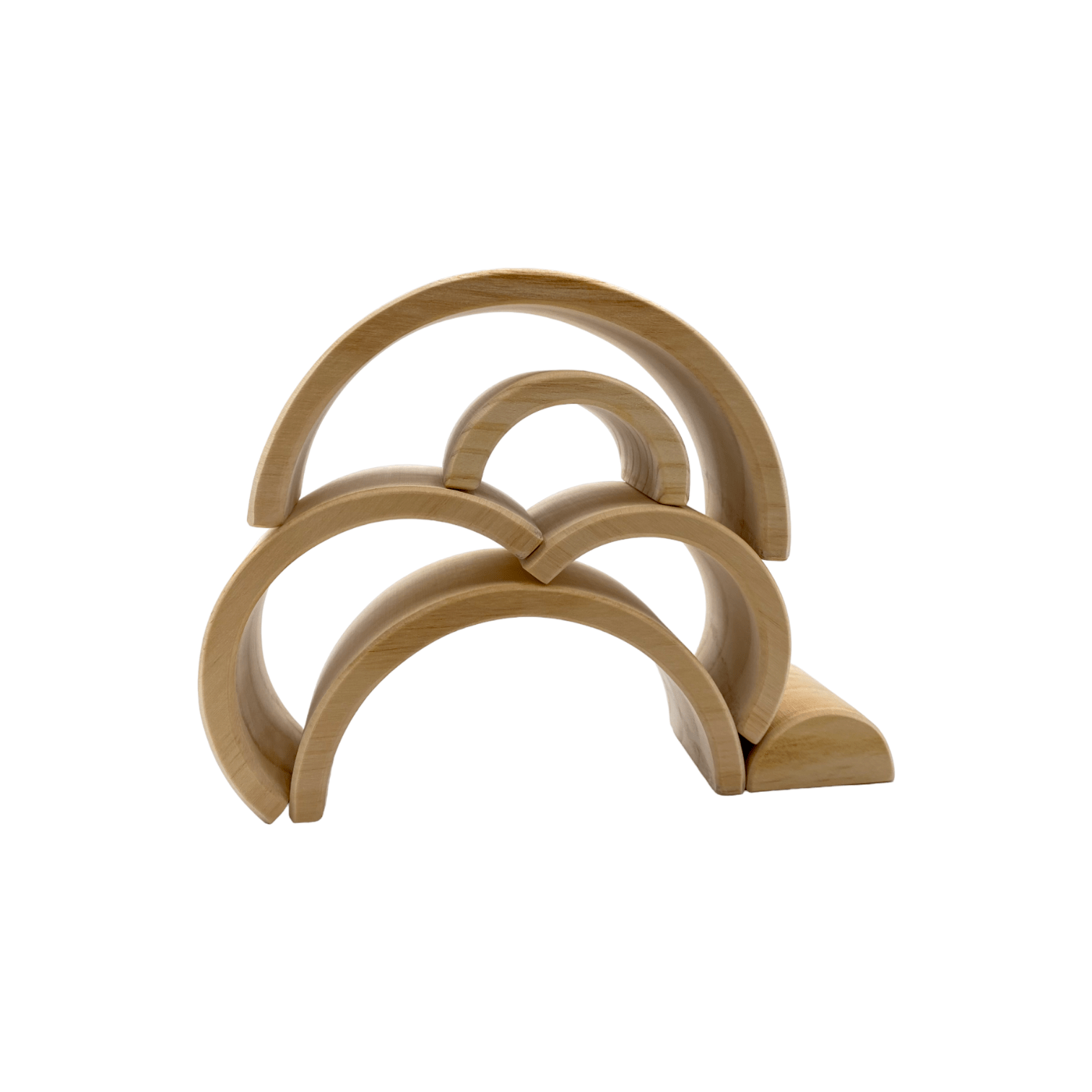 6 Pcs Small Rainbow Stacking Blocks in Natural Color - The Nurturing Nook