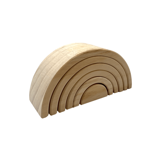 6 Pcs Small Rainbow Stacking Blocks in Natural Color - The Nurturing Nook