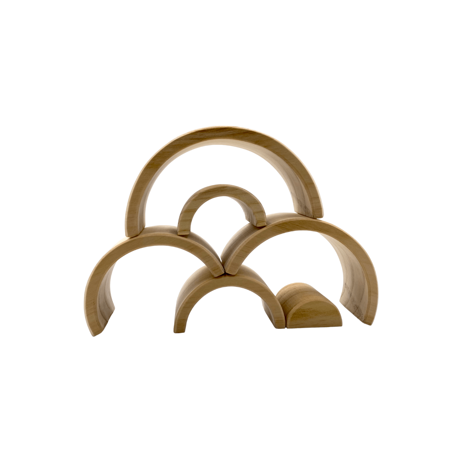 6 Pcs Small Rainbow Stacking Blocks in Natural Color - The Nurturing Nook