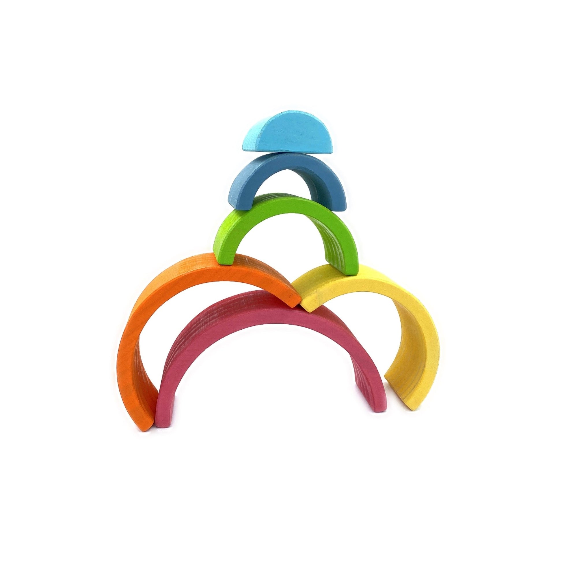 6 Pcs Small Rainbow Stacking Blocks in Pastel/Macaron Colors - The Nurturing Nook