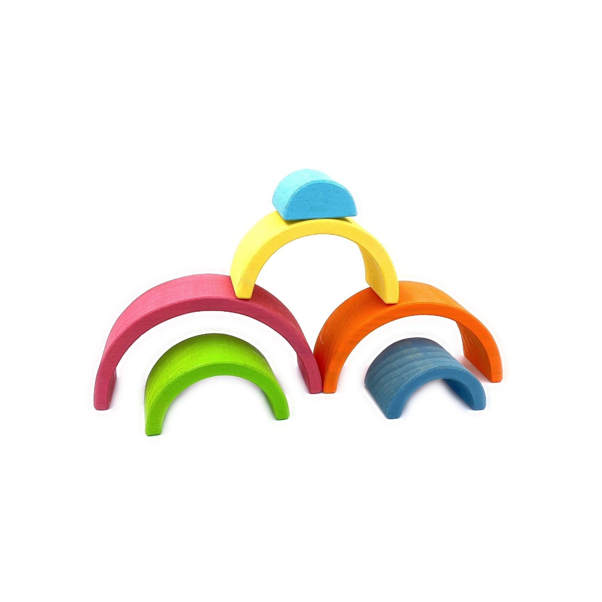 6 Pcs Small Rainbow Stacking Blocks in Pastel/Macaron Colors - The Nurturing Nook