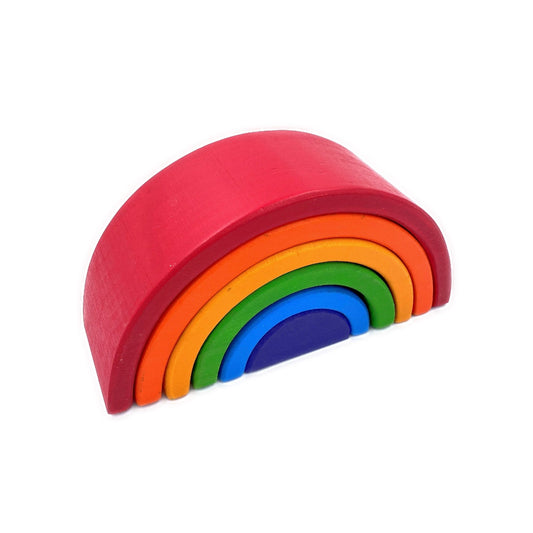 6 Pcs Small Rainbow Stacking Blocks in Primary Colors - The Nurturing Nook