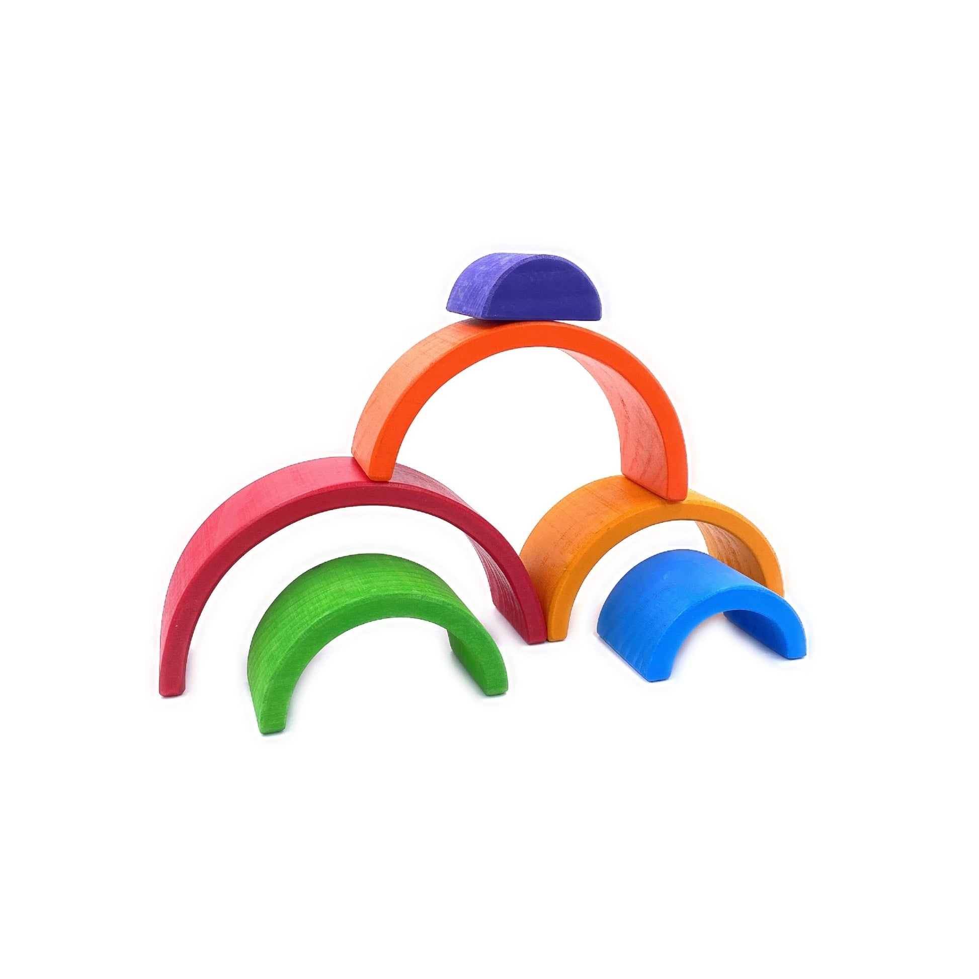 6 Pcs Small Rainbow Stacking Blocks in Primary Colors - The Nurturing Nook