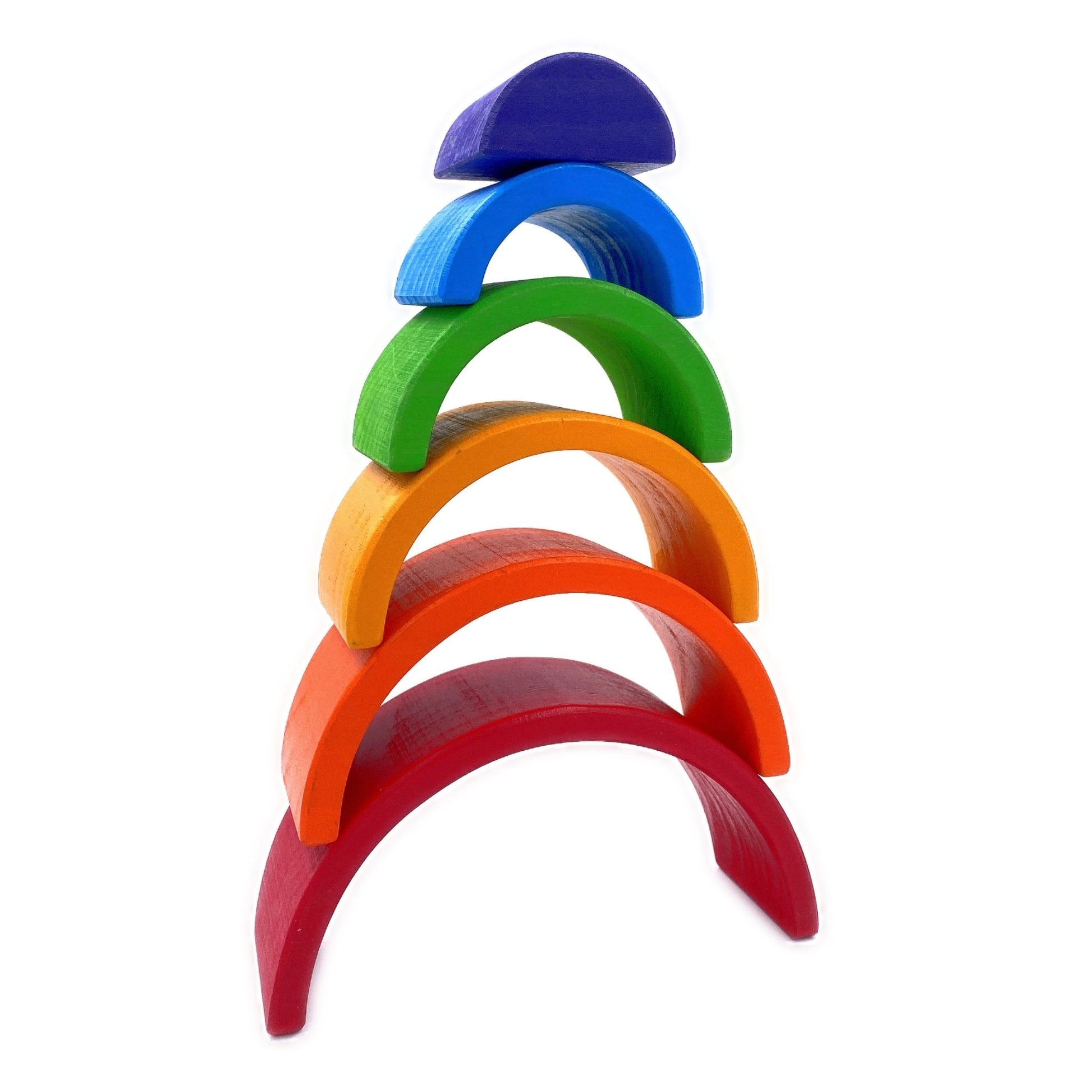 6 Pcs Small Rainbow Stacking Blocks in Primary Colors - The Nurturing Nook