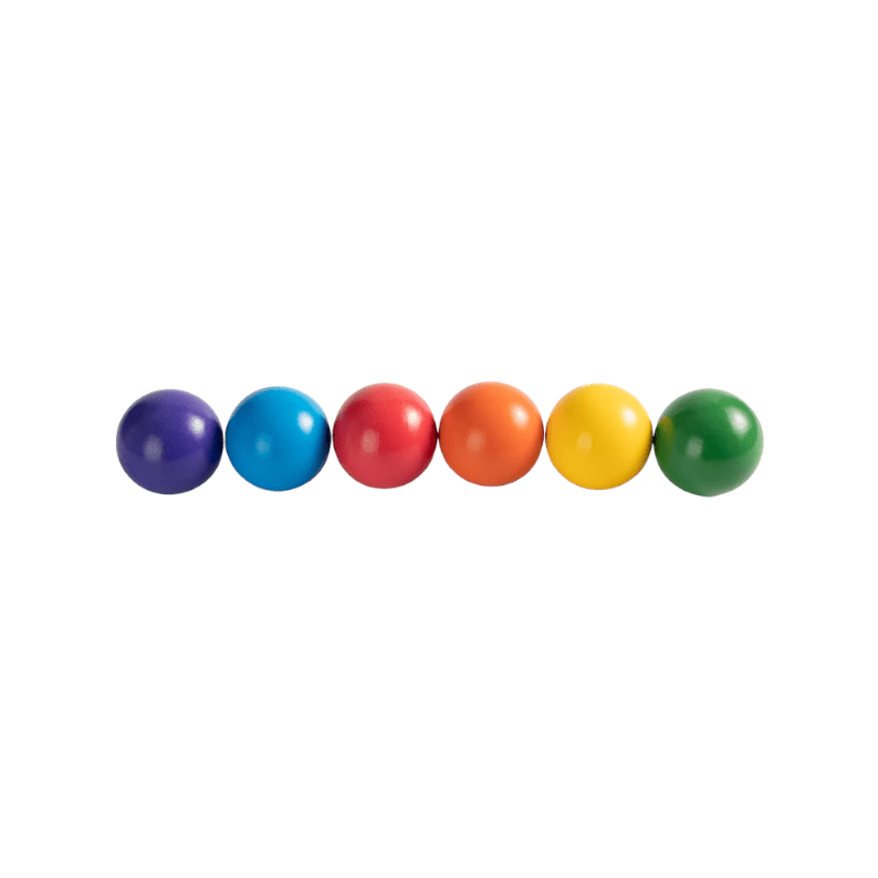 6 Pcs Wooden Balls in Rainbow Colors Diameter 1.8 Inches - The Nurturing Nook