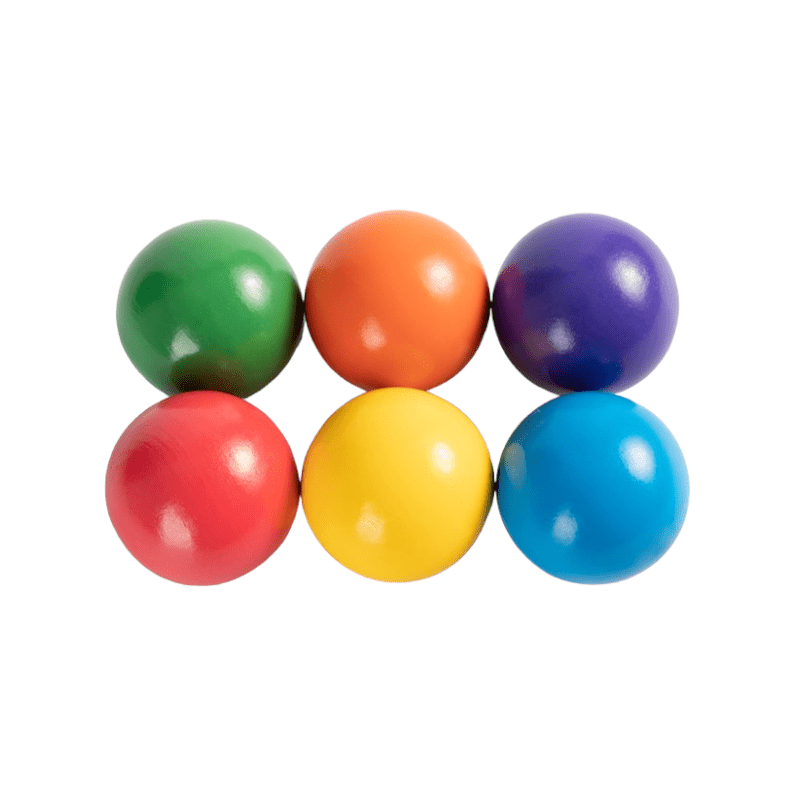 6 Pcs Wooden Balls in Rainbow Colors Diameter 1.8 Inches - The Nurturing Nook