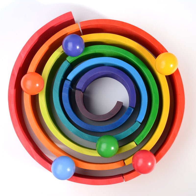 6 Pcs Wooden Balls in Rainbow Colors Diameter 1.8 Inches - The Nurturing Nook