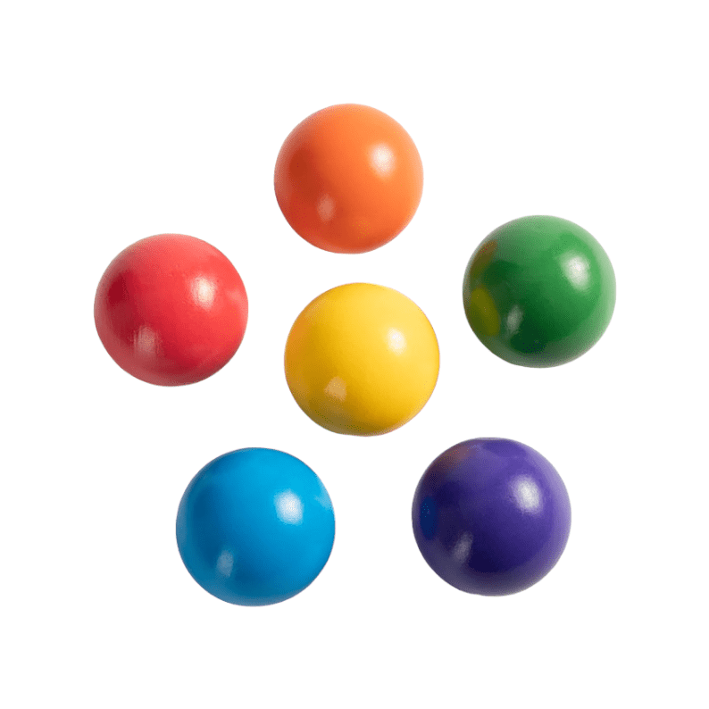 6 Pcs Wooden Balls in Rainbow Colors Diameter 1.8 Inches - The Nurturing Nook