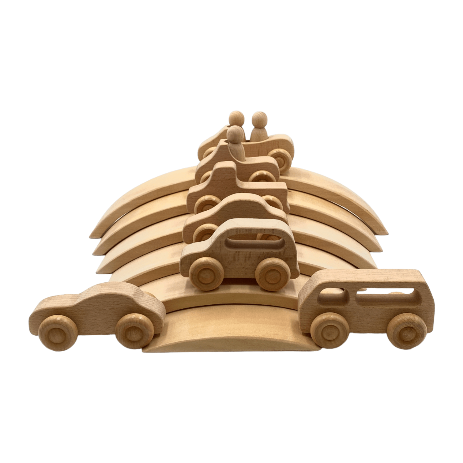 6 Pcs Wooden Bridge Stacking Building Blocks in Natural Color - The Nurturing Nook