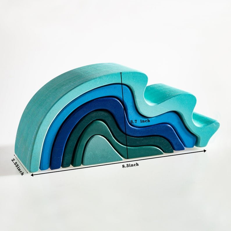 6 Pcs Wooden Water Wave Stacking Blocks - The Nurturing Nook