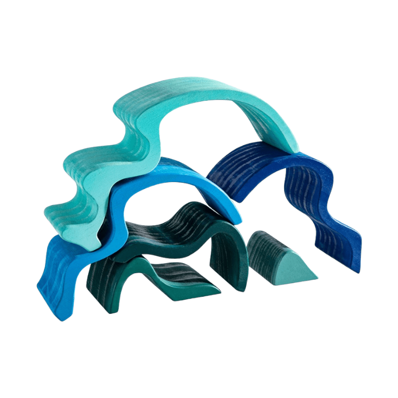 6 Pcs Wooden Water Wave Stacking Blocks - The Nurturing Nook
