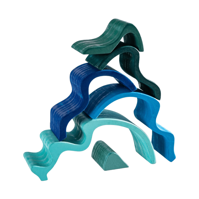 6 Pcs Wooden Water Wave Stacking Blocks - The Nurturing Nook