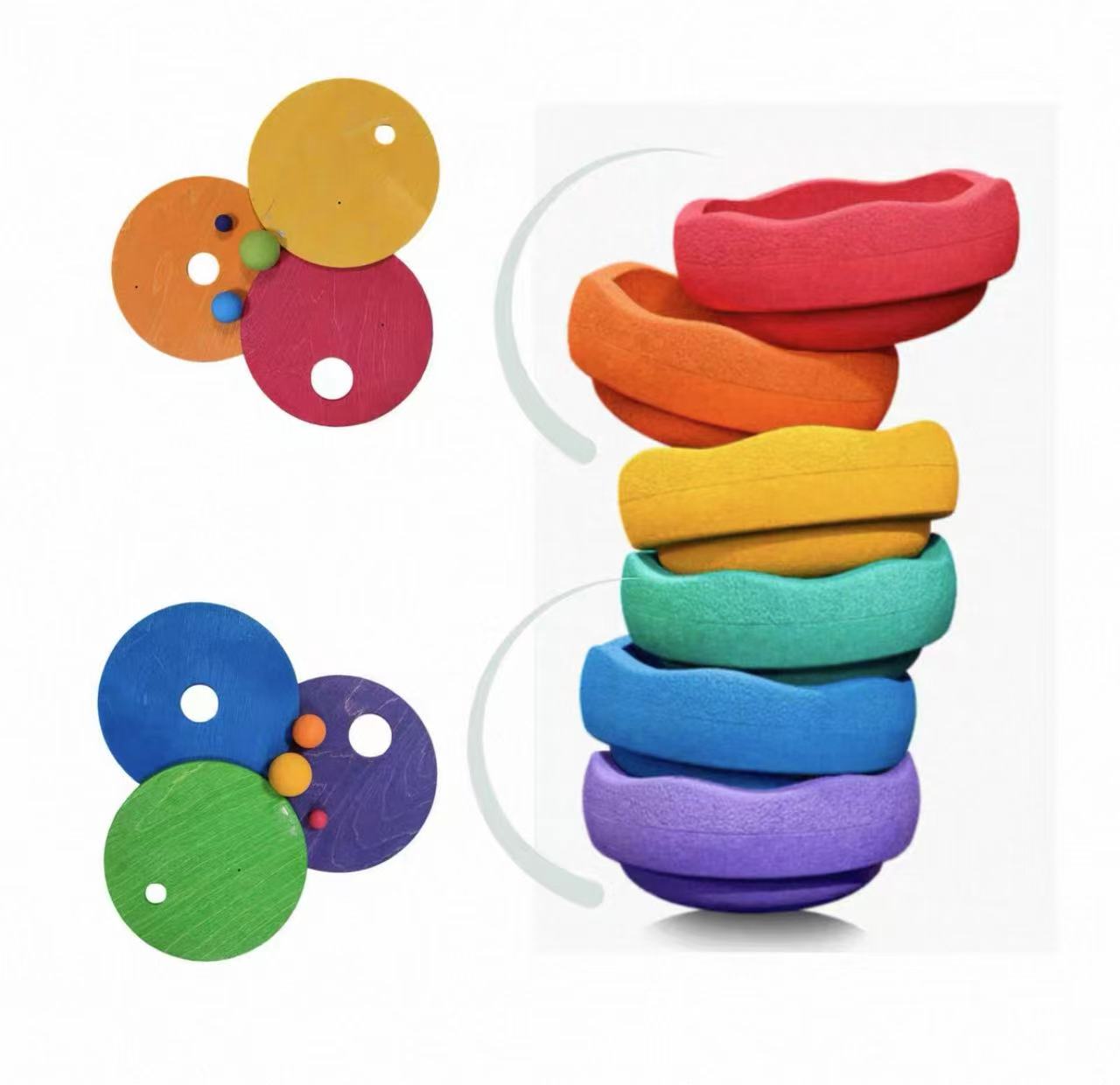 6 - Piece Rolling Discs Set for Stepping Stones – Includes 6 Wooden Balls in Varying Sizes - The Nurturing Nook