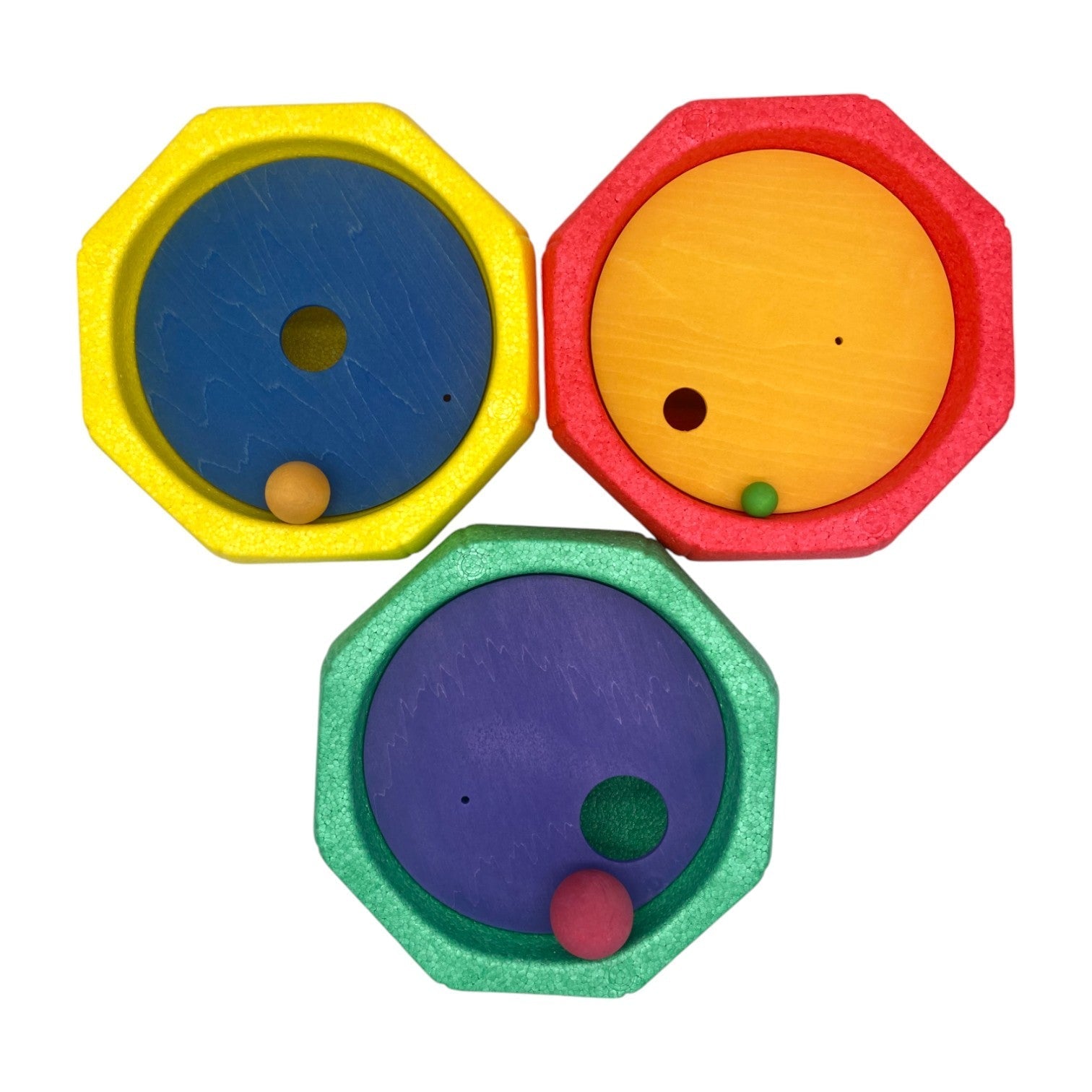 6 - Piece Rolling Discs Set for Stepping Stones – Includes 6 Wooden Balls in Varying Sizes - The Nurturing Nook