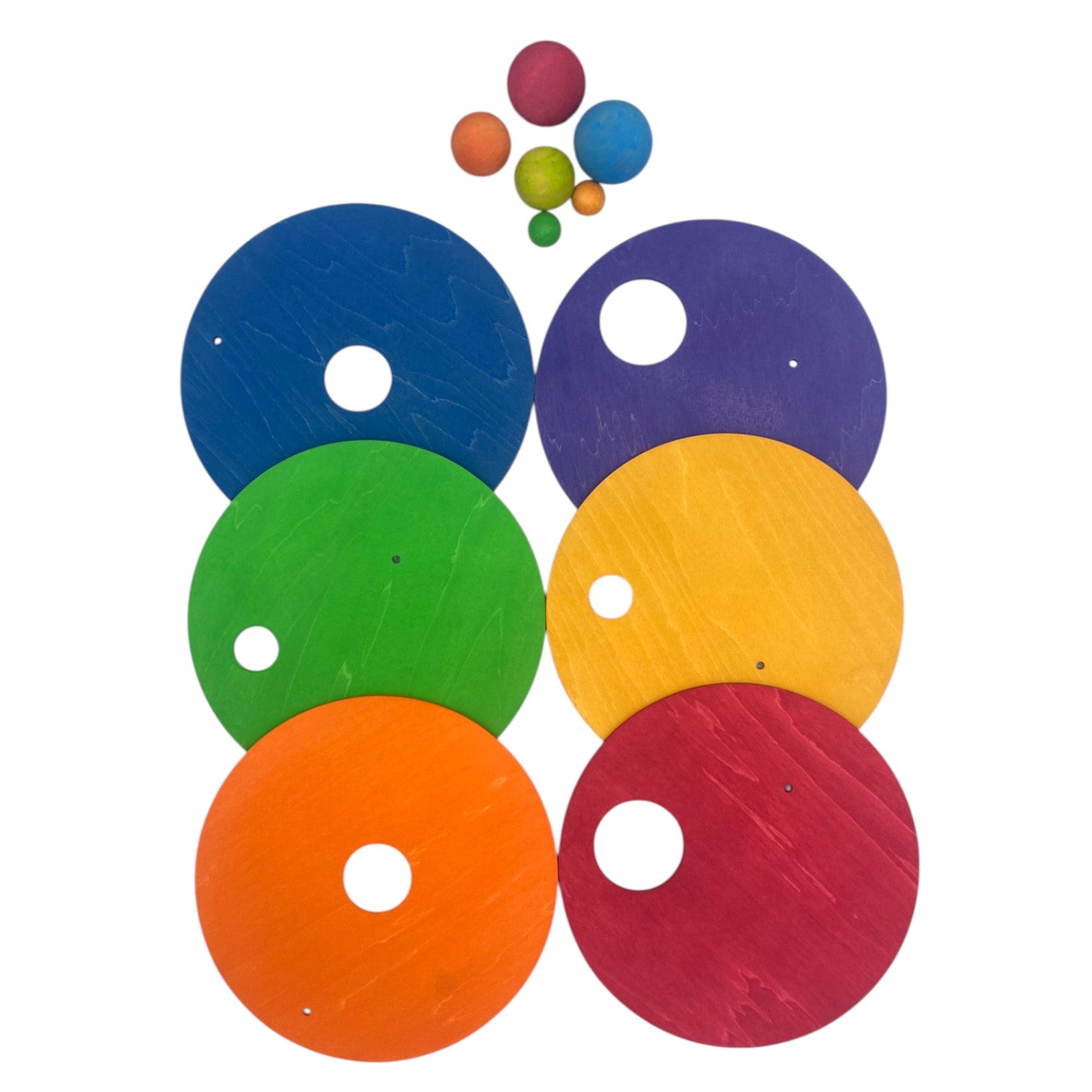 6 - Piece Rolling Discs Set for Stepping Stones – Includes 6 Wooden Balls in Varying Sizes - The Nurturing Nook