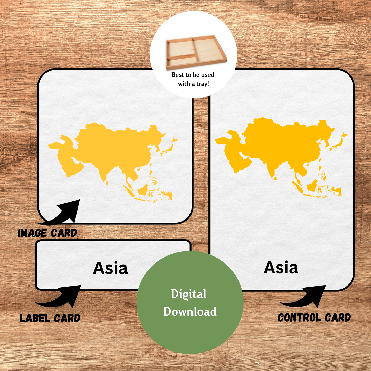 7 Continents Montessori 3 - Part Cards | Nomenclature Cards | Educational Printable Cards - The Nurturing Nook