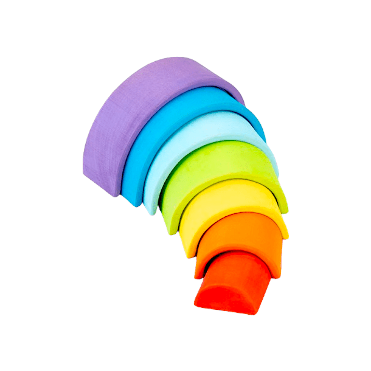 7 Pcs STAINED Mini Wooden Rainbow Stacker in Stained Purple Sunset Color - The Nurturing Nook