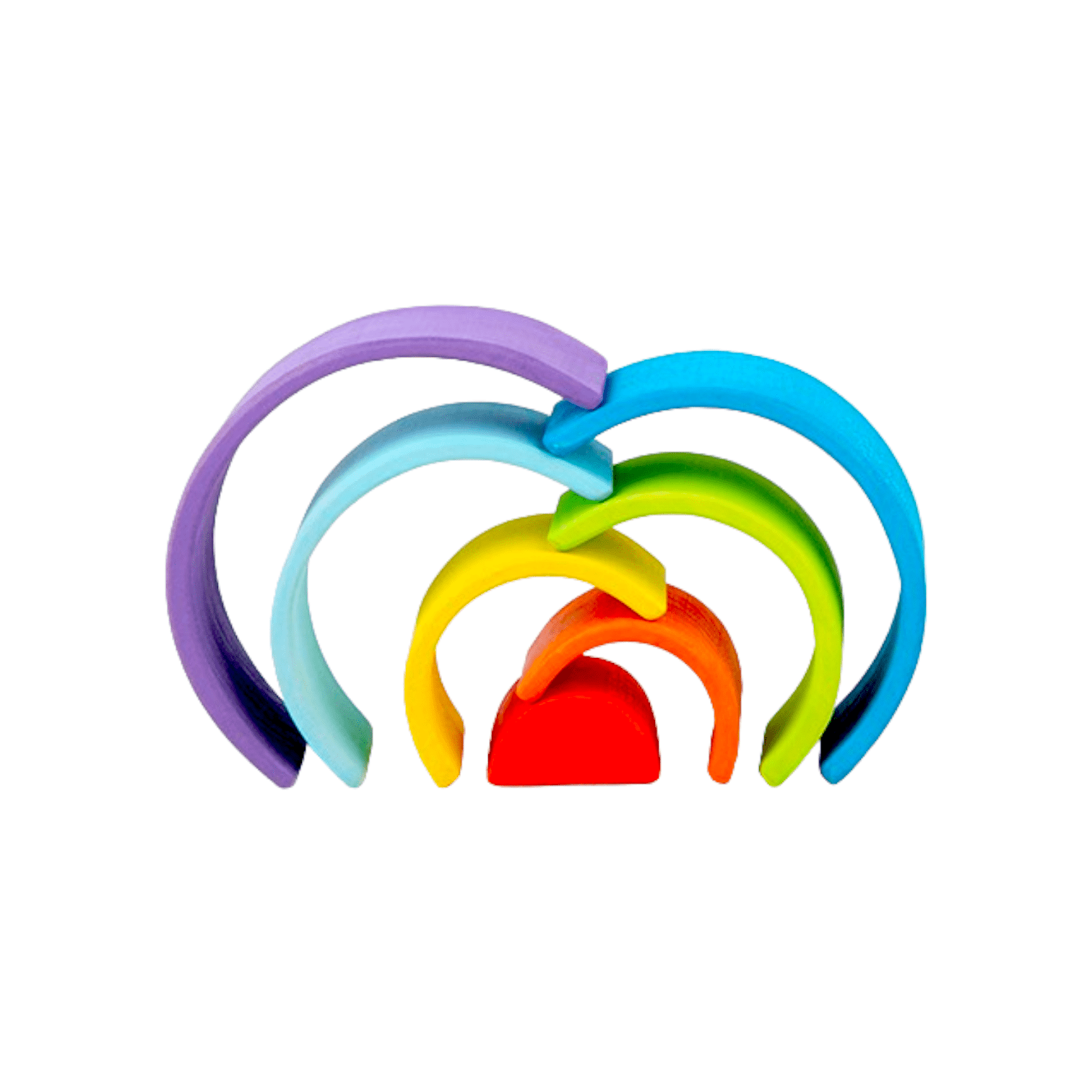 7 Pcs STAINED Mini Wooden Rainbow Stacker in Stained Purple Sunset Color - The Nurturing Nook