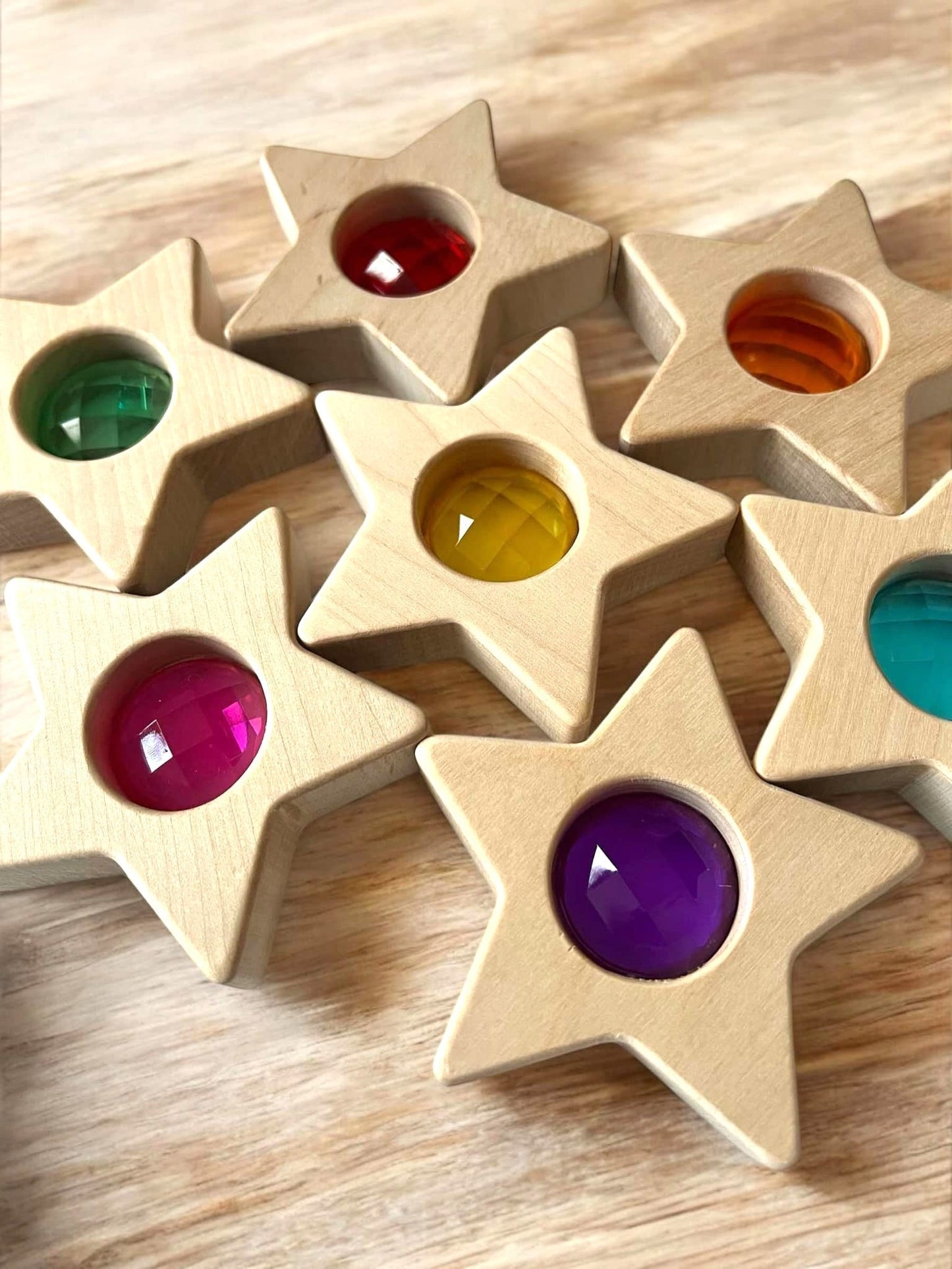 7 PCS Wooden Gemmed Stars Blocks Set - The Nurturing Nook