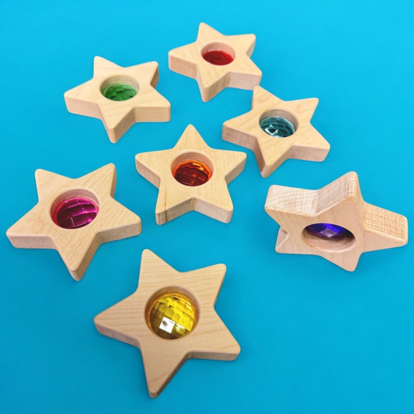 7 PCS Wooden Gemmed Stars Blocks Set - The Nurturing Nook