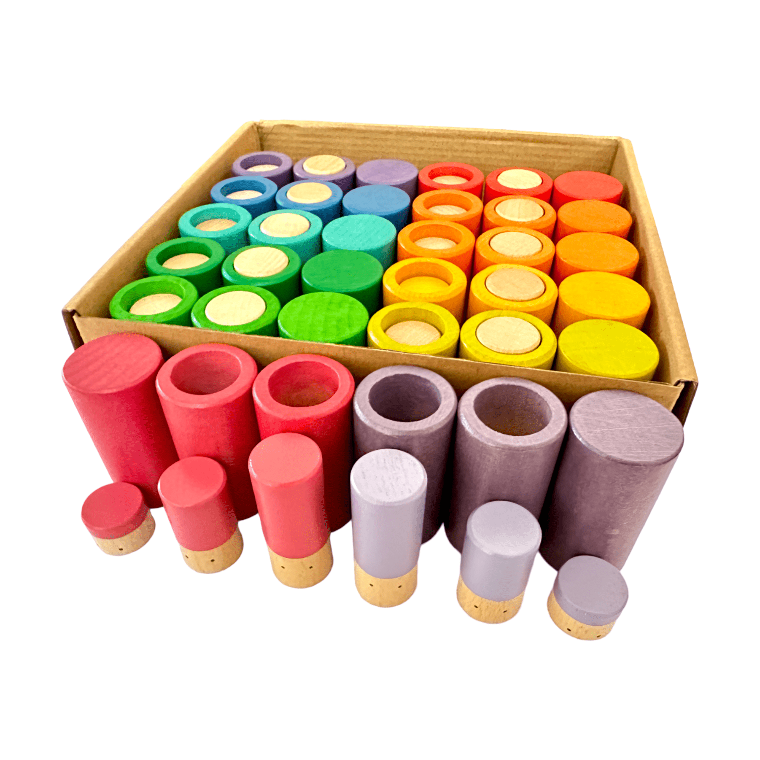 72 Pcs Rainbow Lola Stack and Sort Play Set - The Nurturing Nook