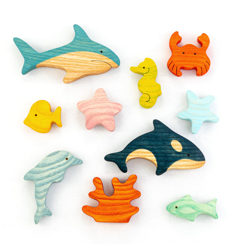 Waldorf wooden Sea Creatures and Fish set-10 pieces