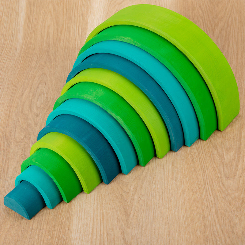 **Pre-order (Ships in 2-3 Weeks)** 12 Pcs STAINED Large Basswood Rainbow Stacking Blocks Meadow Green