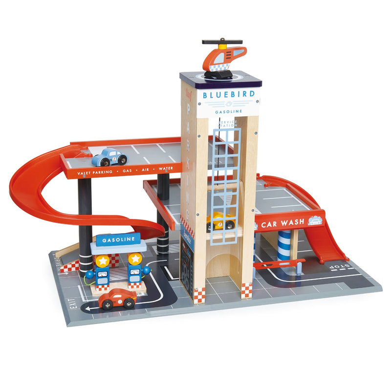 Tender Leaf blue bird service station wooden garage playset