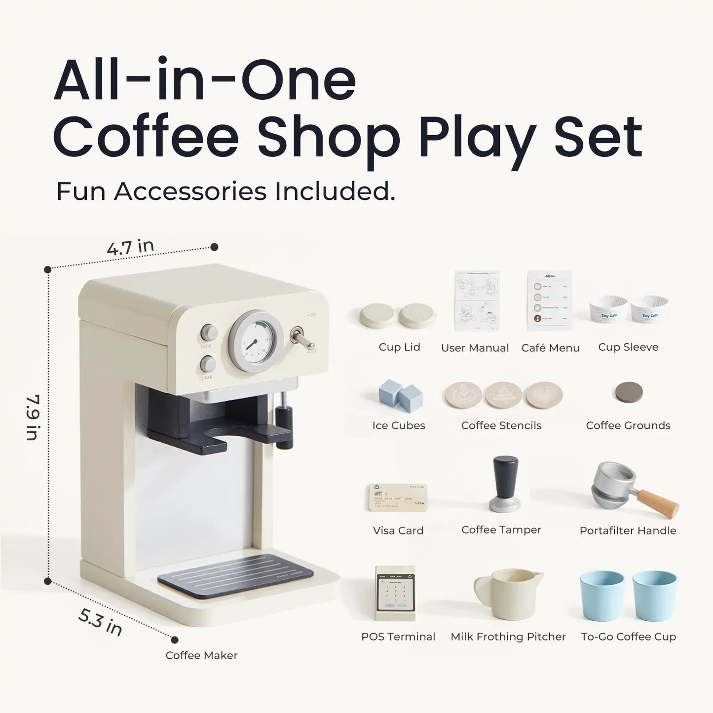 Tiny Land® Children’s Coffee Maker: Wooden Café Play Set for Kids