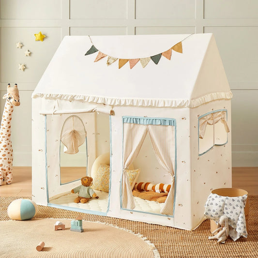 Tiny Land® Sweet Citrus Kids Play Tent – White and Blue Indoor Playhouse