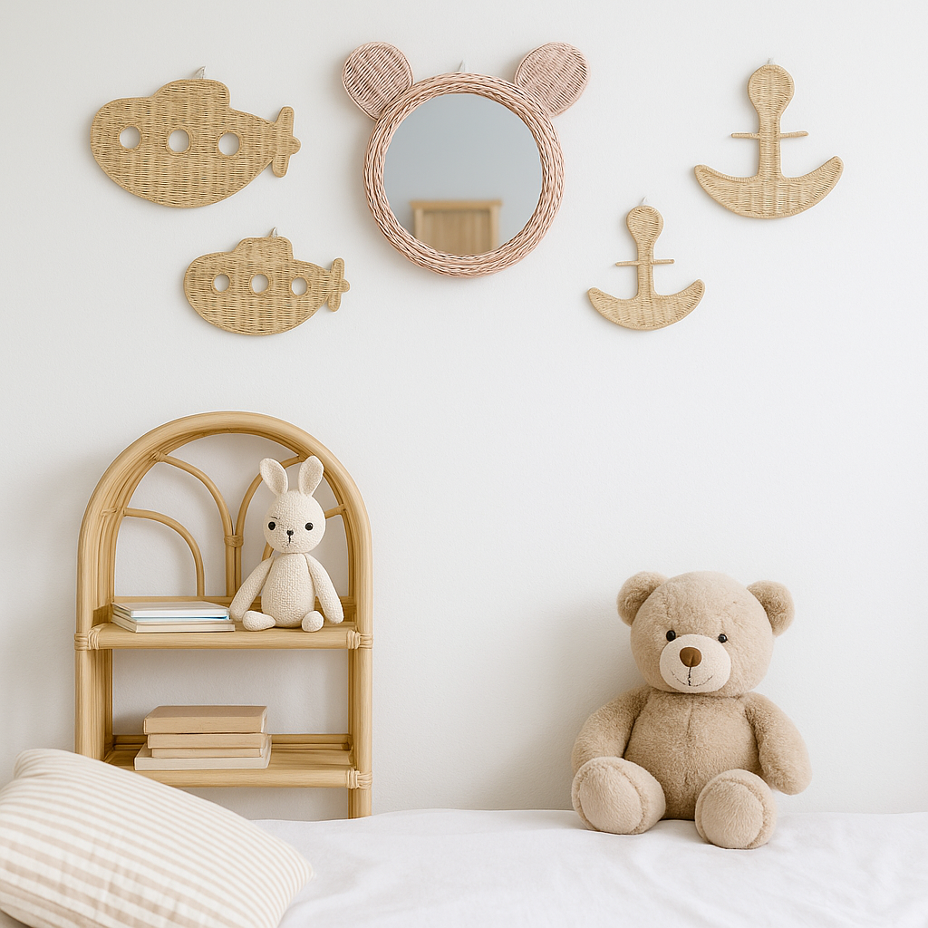 The Seaside Anchor – Boho Rattan Wall Hanging for Nurseries, Kids Rooms and Ocean Lovers