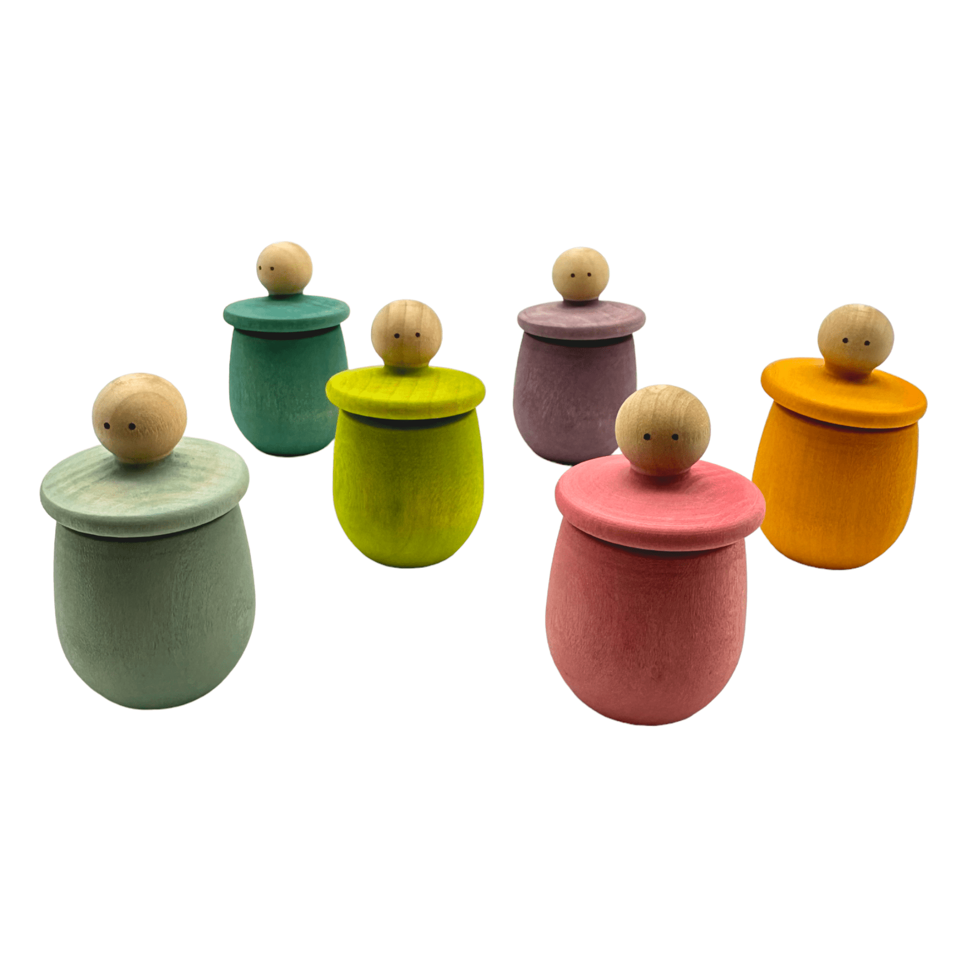 A set of 6 STAINED Little Thing Wooden Treasure Box in Stained Pastel/Macaron Colors - The Nurturing Nook