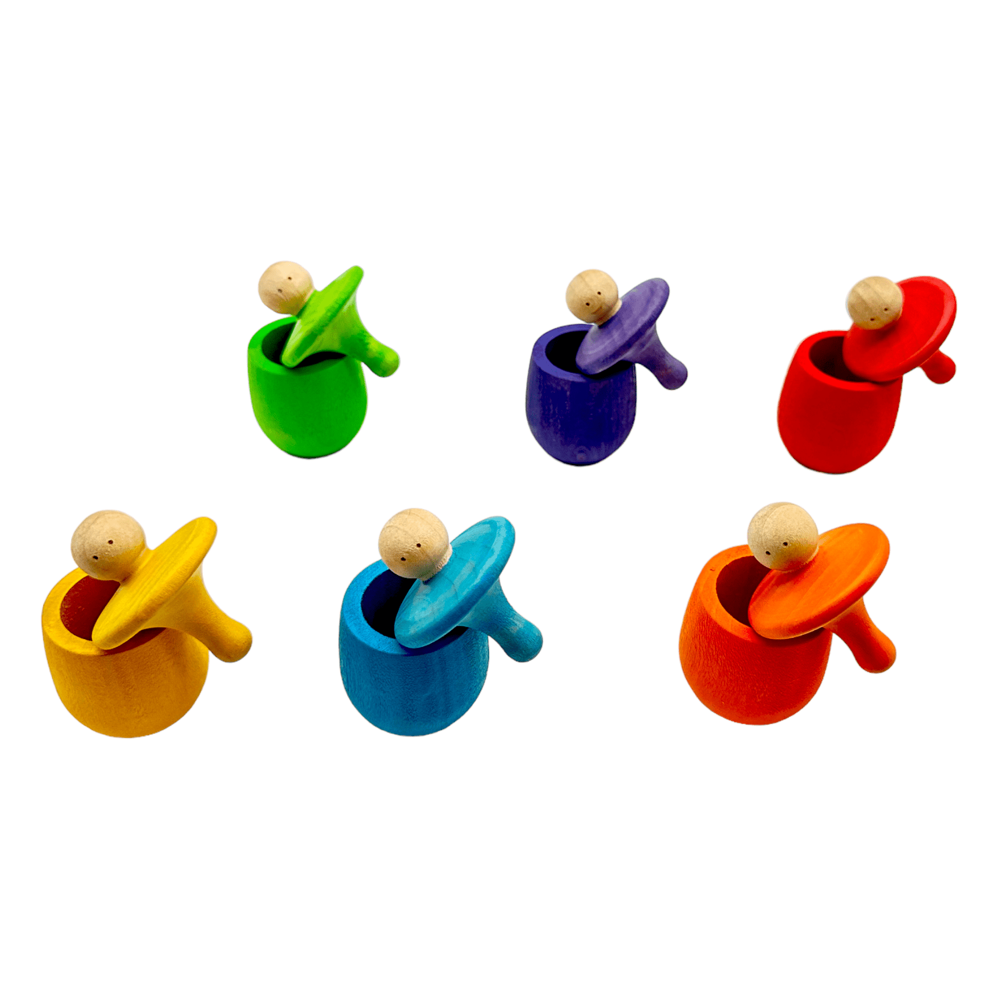 A set of 6 STAINED Little Thing Wooden Treasure Box in Stained Primary Rainbow Colors - The Nurturing Nook