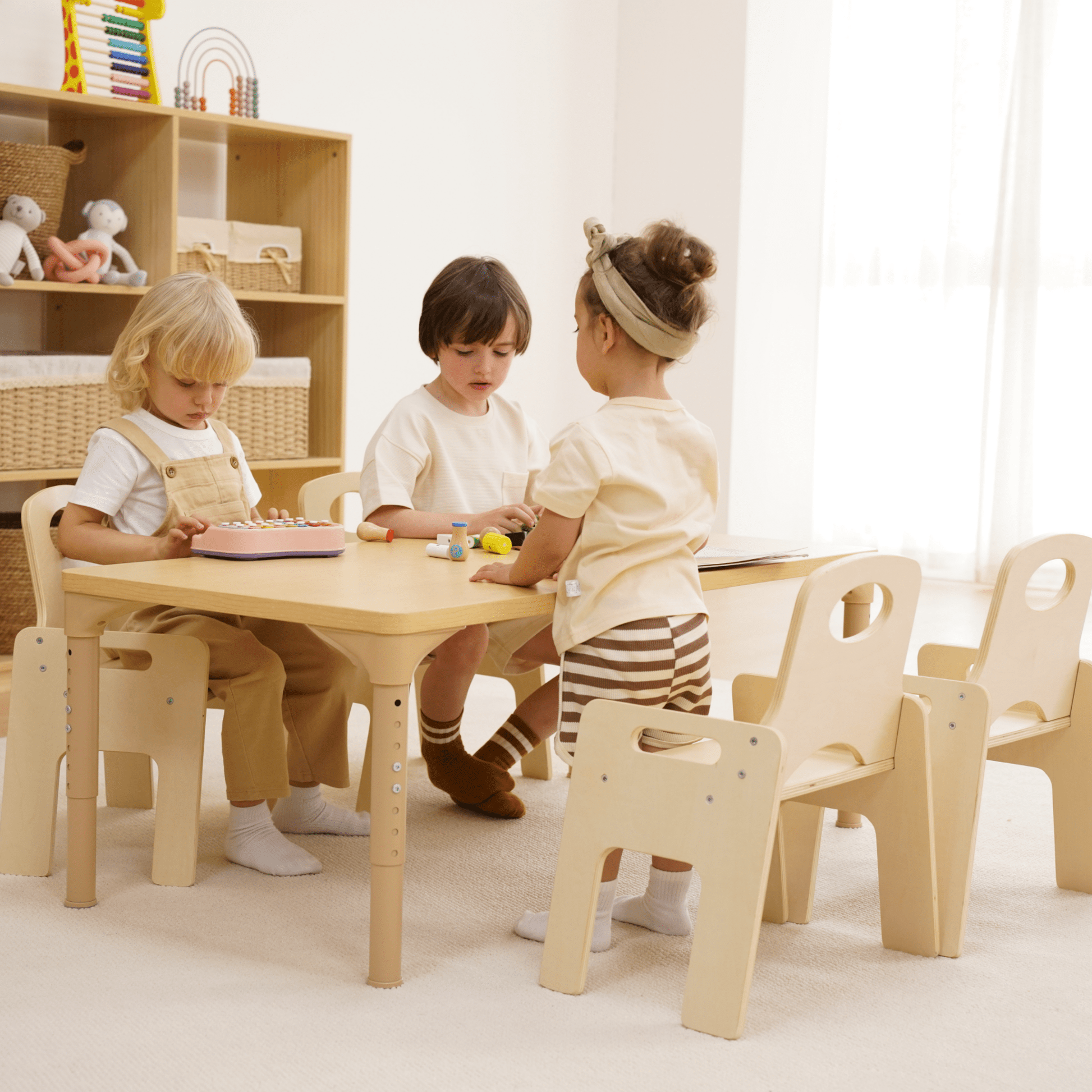 Adrian multi - height adjustable wooden table and chairs set - The Nurturing Nook