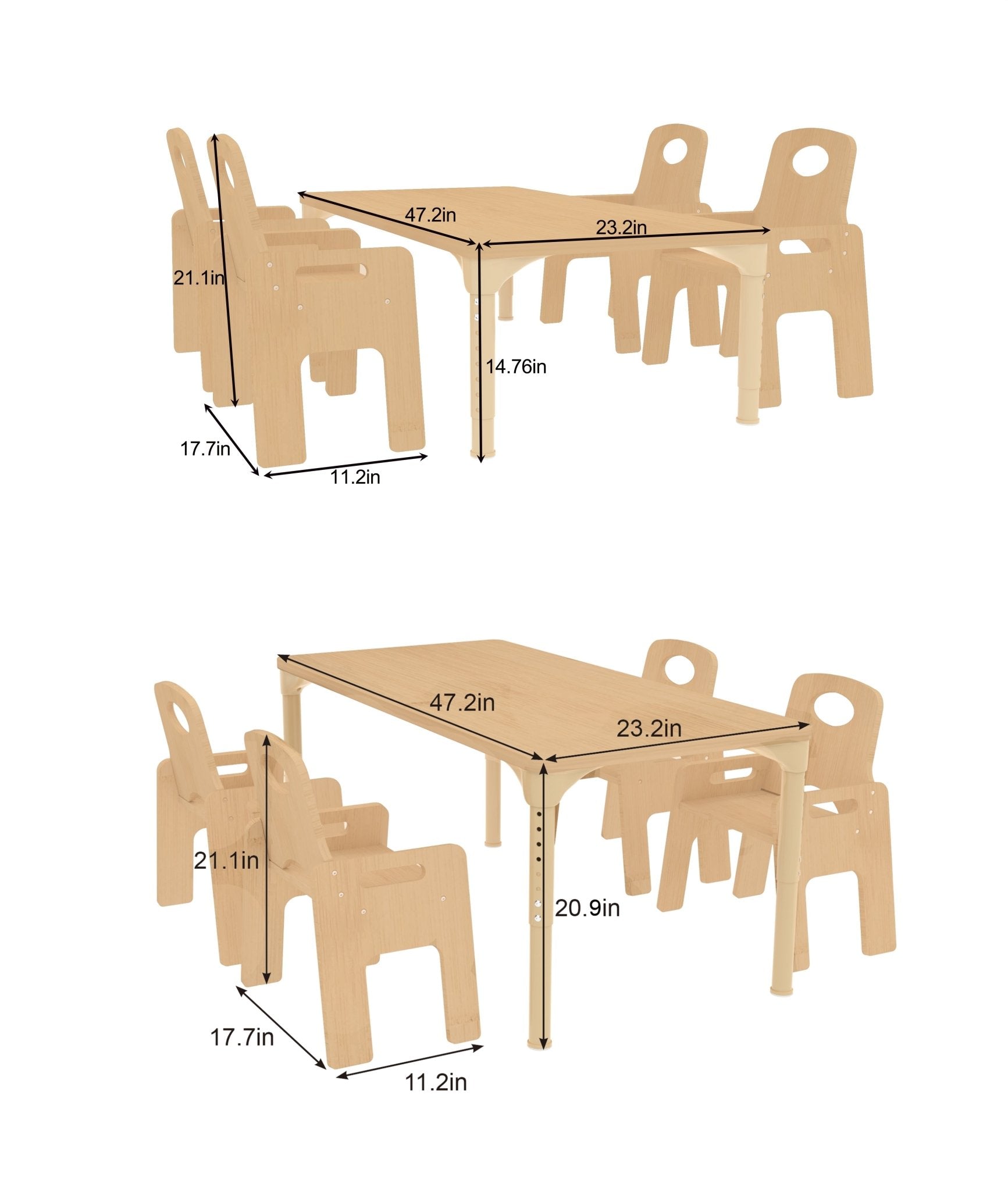 Adrian multi - height adjustable wooden table and chairs set - The Nurturing Nook