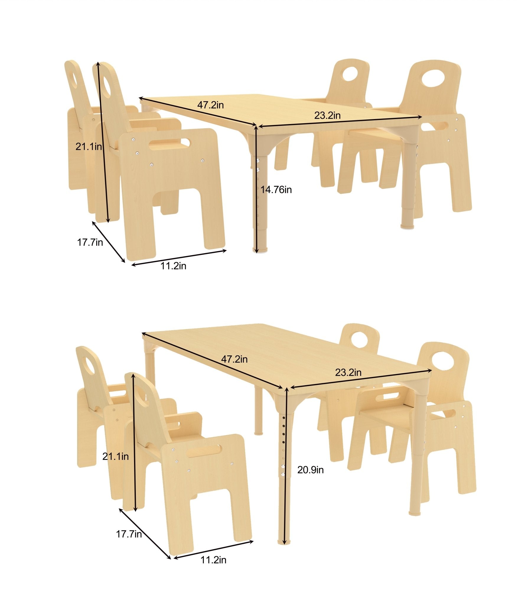 Adrian multi - height adjustable wooden table and chairs set - The Nurturing Nook