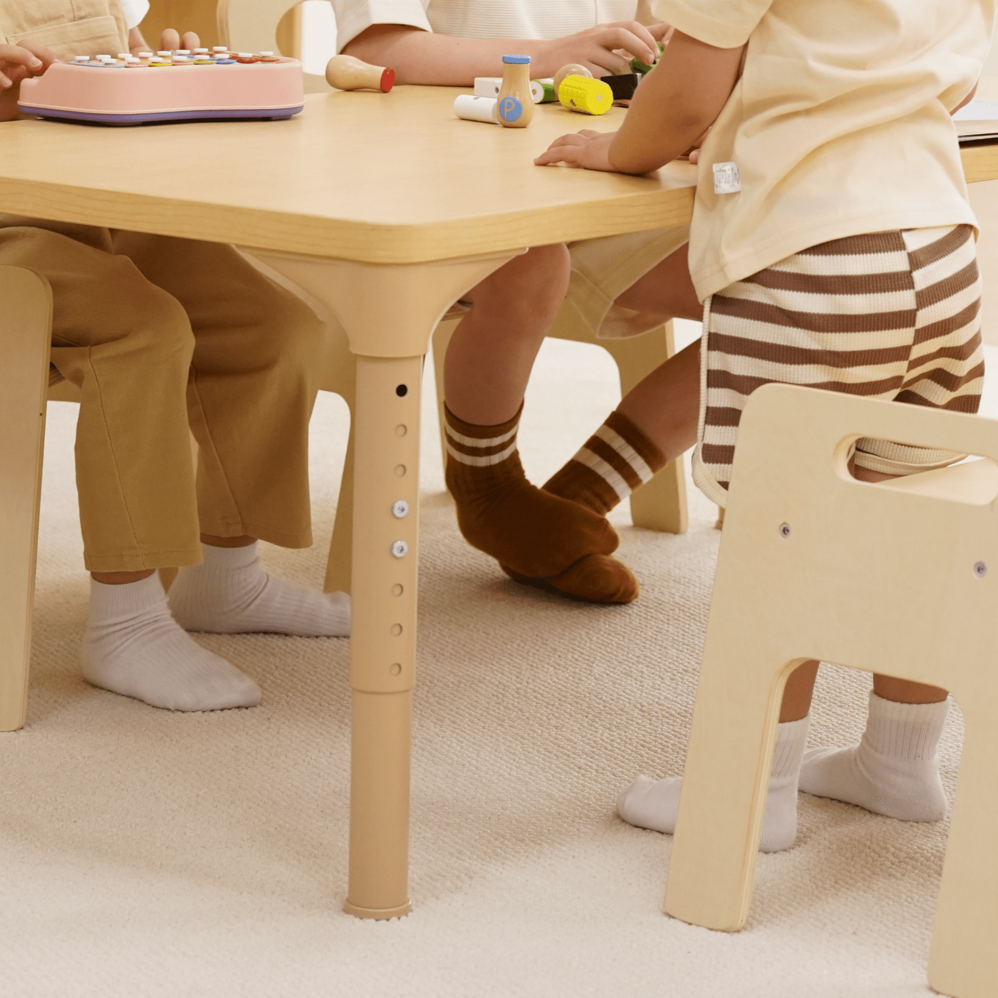 Adrian multi - height adjustable wooden table and chairs set - The Nurturing Nook