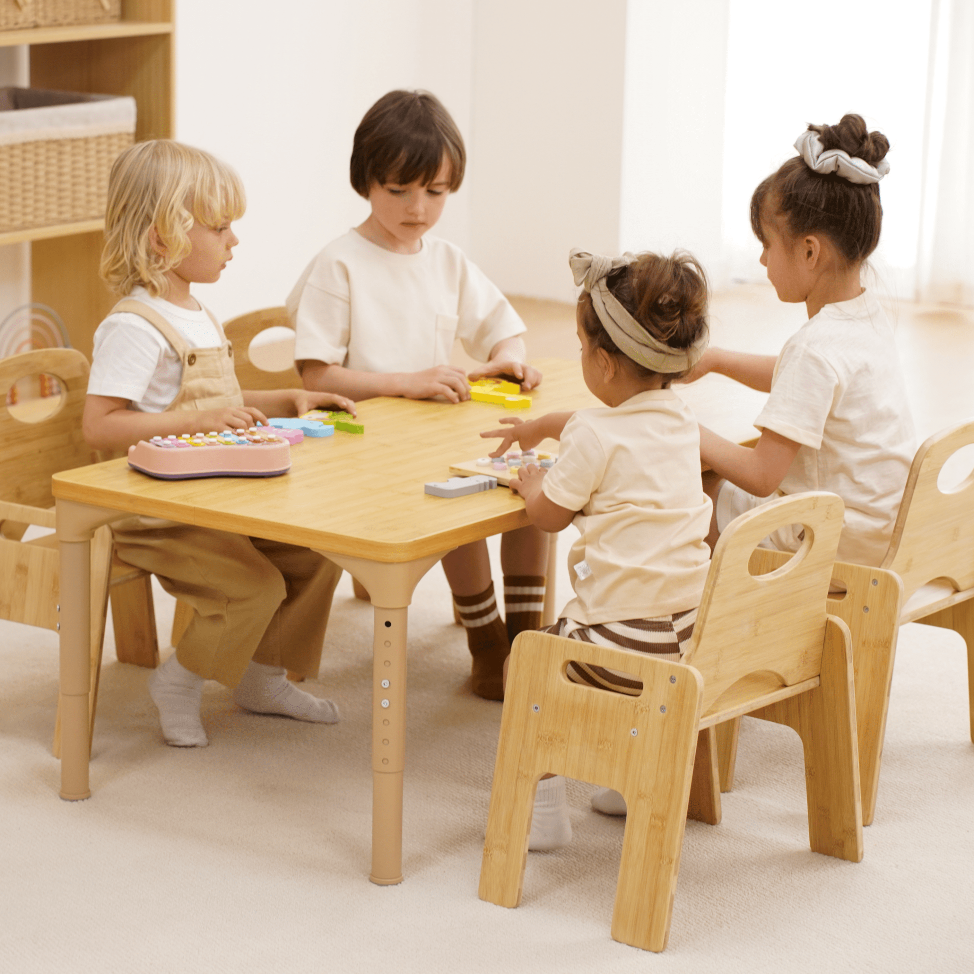 Adrian multi - height adjustable wooden table and chairs set - The Nurturing Nook