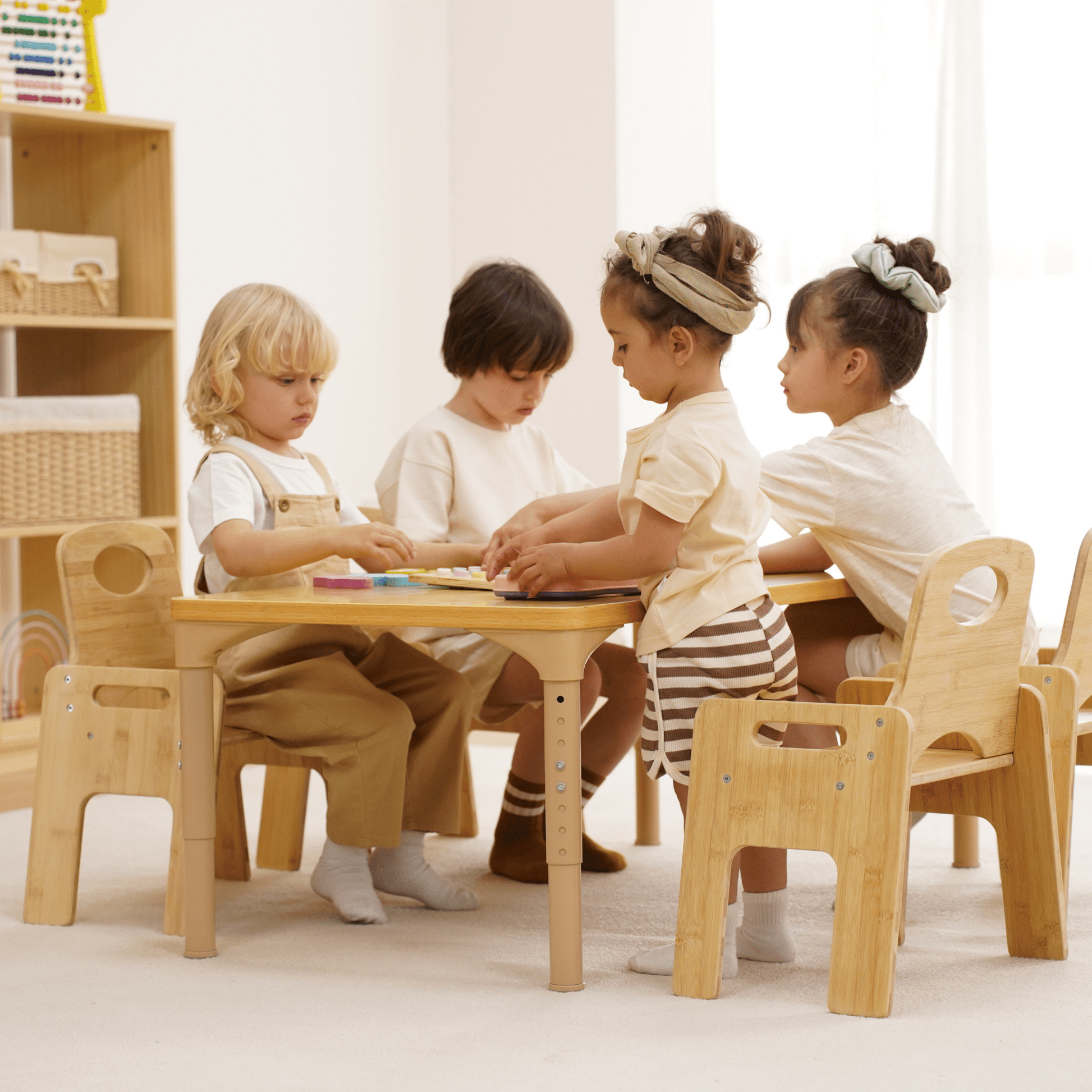 Adrian multi - height adjustable wooden table and chairs set - The Nurturing Nook