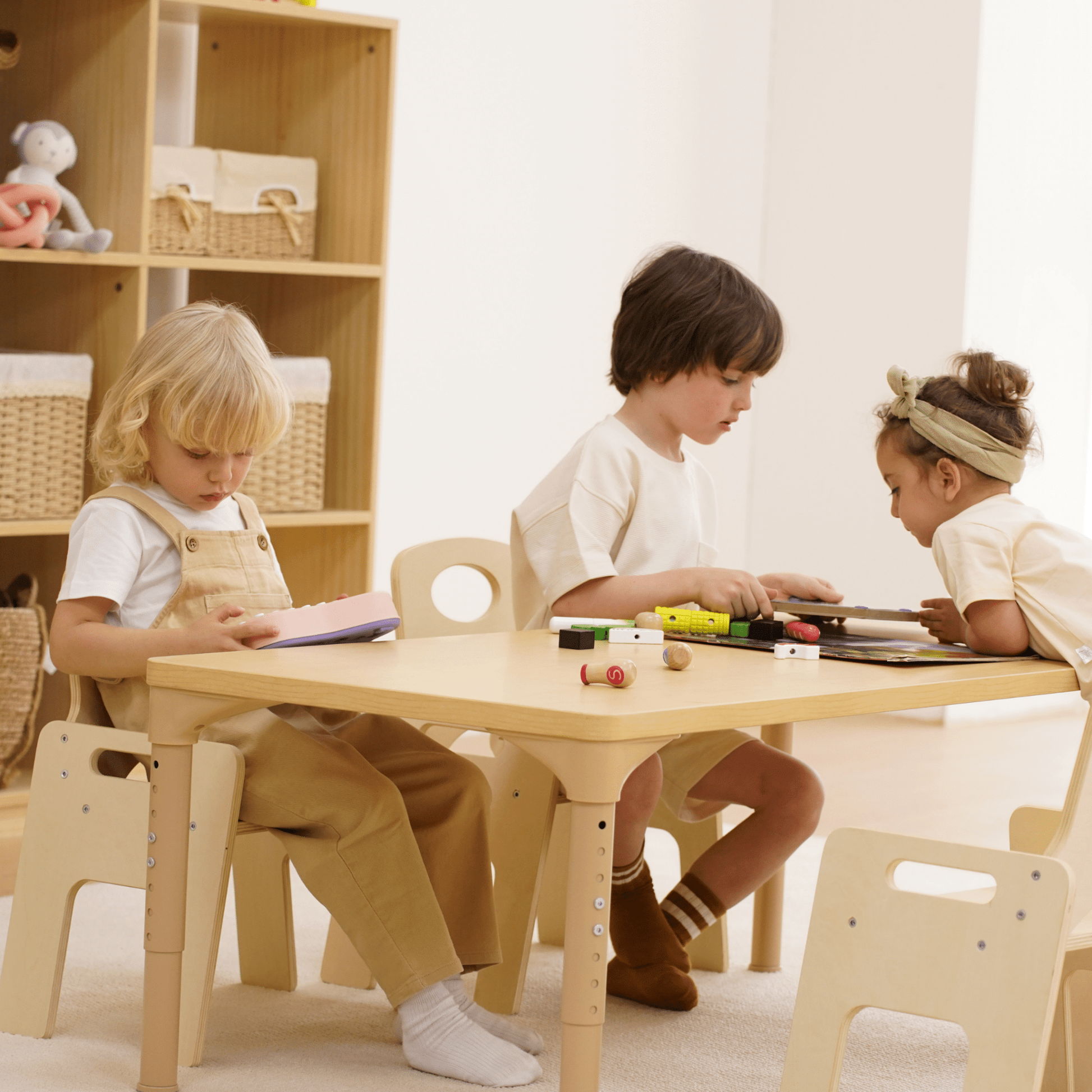 Adrian multi - height adjustable wooden table and chairs set - The Nurturing Nook