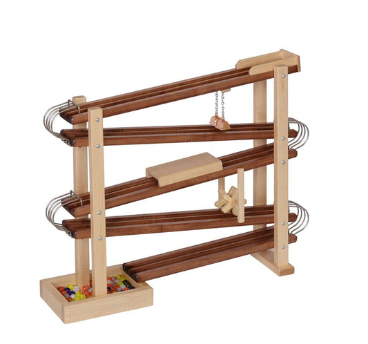 Amish - Made Deluxe Wooden Marble Flyer Racetrack Toy - The Nurturing Nook