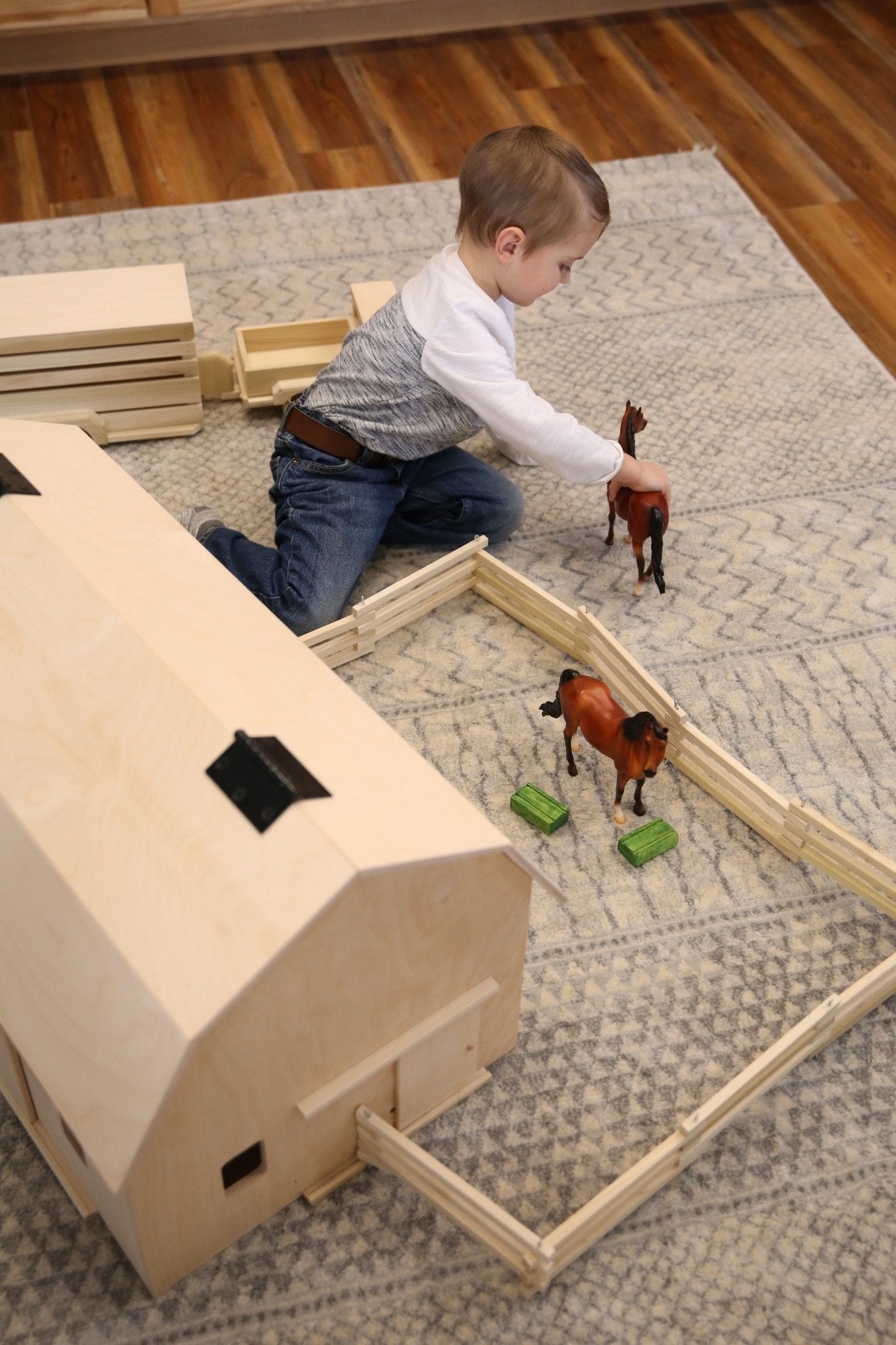 Amish - Made Large Wooden Hip - Roof Barn Toy, Unfinished - The Nurturing Nook