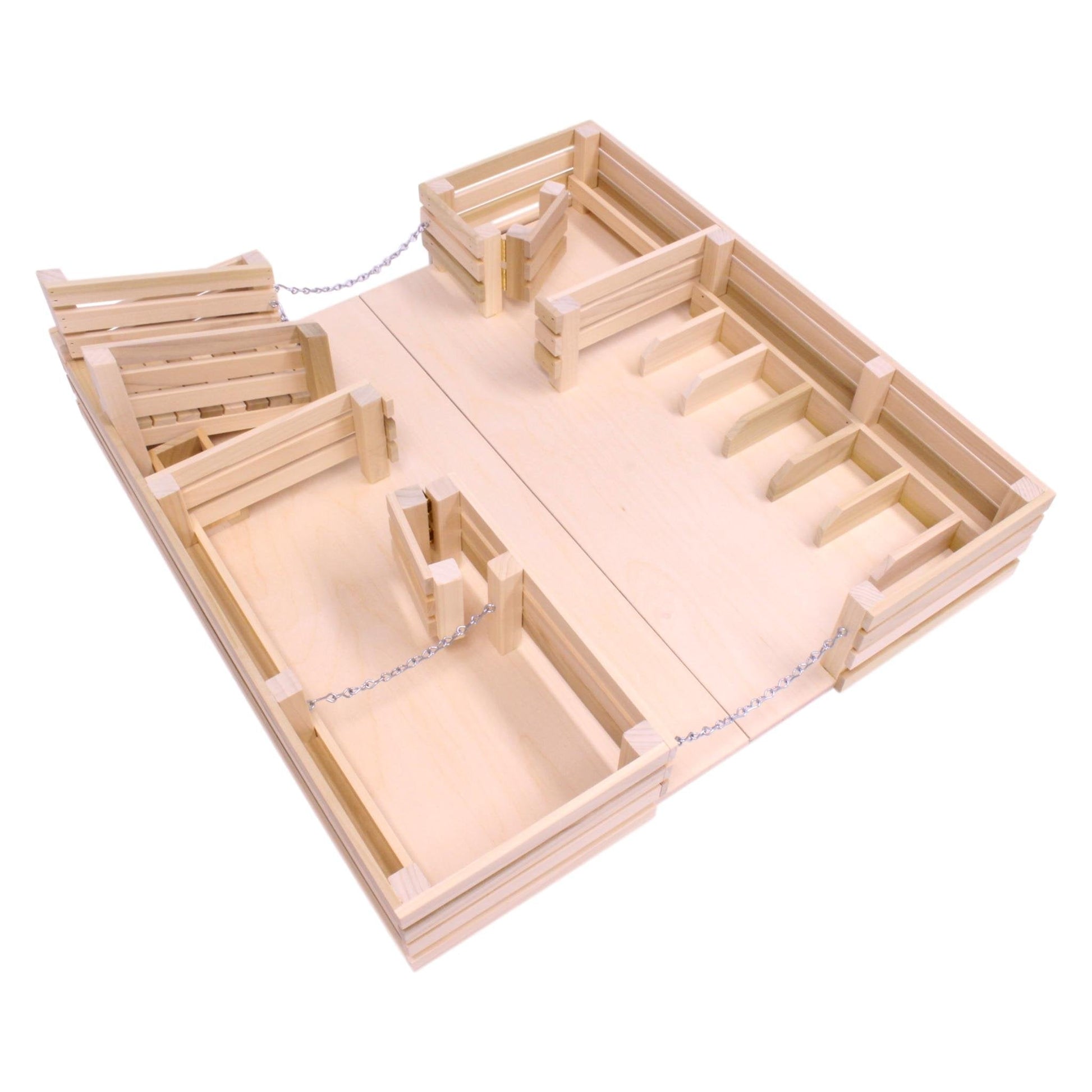 Amish - Made Wooden Folding Stock Yard Farm Toy, Unfinished - The Nurturing Nook