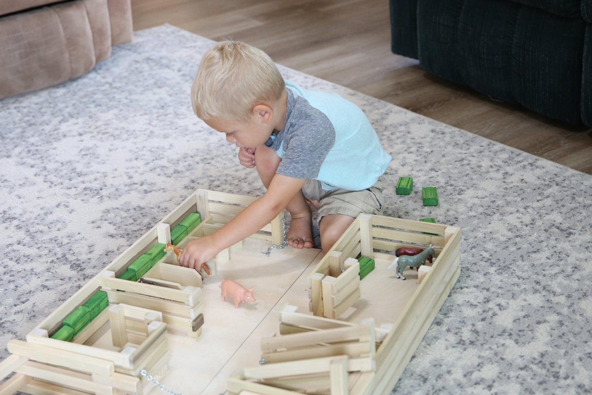 Amish - Made Wooden Folding Stock Yard Farm Toy, Unfinished - The Nurturing Nook