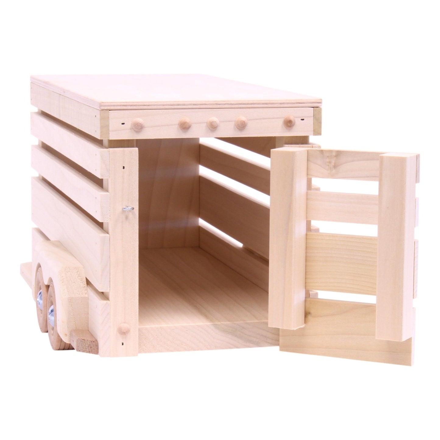 Amish - Made Wooden Horse Trailer Toy, Unfinished Wood - The Nurturing Nook